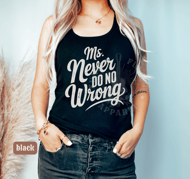 Wallen Ms Never Do No Wrong Racerback Tank - Sunlit Funlit | Graphic Tees for Country Concert Addicts